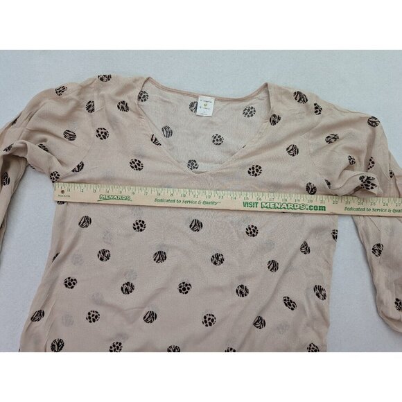 By Together Women's Top Size Large Beige Print Ballon Sleeve Flowy Boho Bohemian - Picture 5 of 11